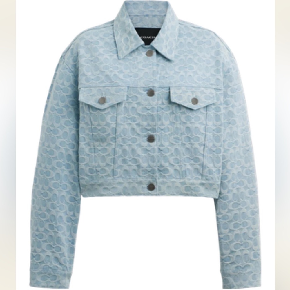 Coach Light Blue Logo-Print Denim Jacket